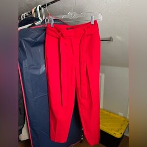 Ann Taylor 00 Petite Red Straight Leg Dress Pants Trouserss